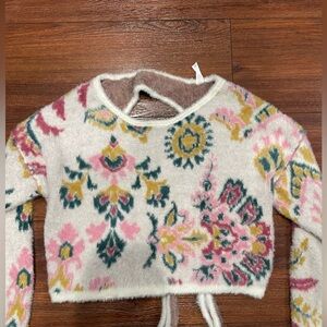 Daily Practice Anthropologie Floral Open Backed Sweater Women’s Size L